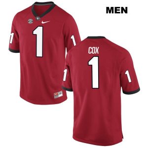 Men's Georgia Bulldogs NCAA #1 Brenton Cox Nike Stitched Red Authentic College Football Jersey VAH3454ND
